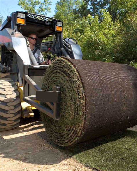 skid steer sod unroller|big roll sod attachment.